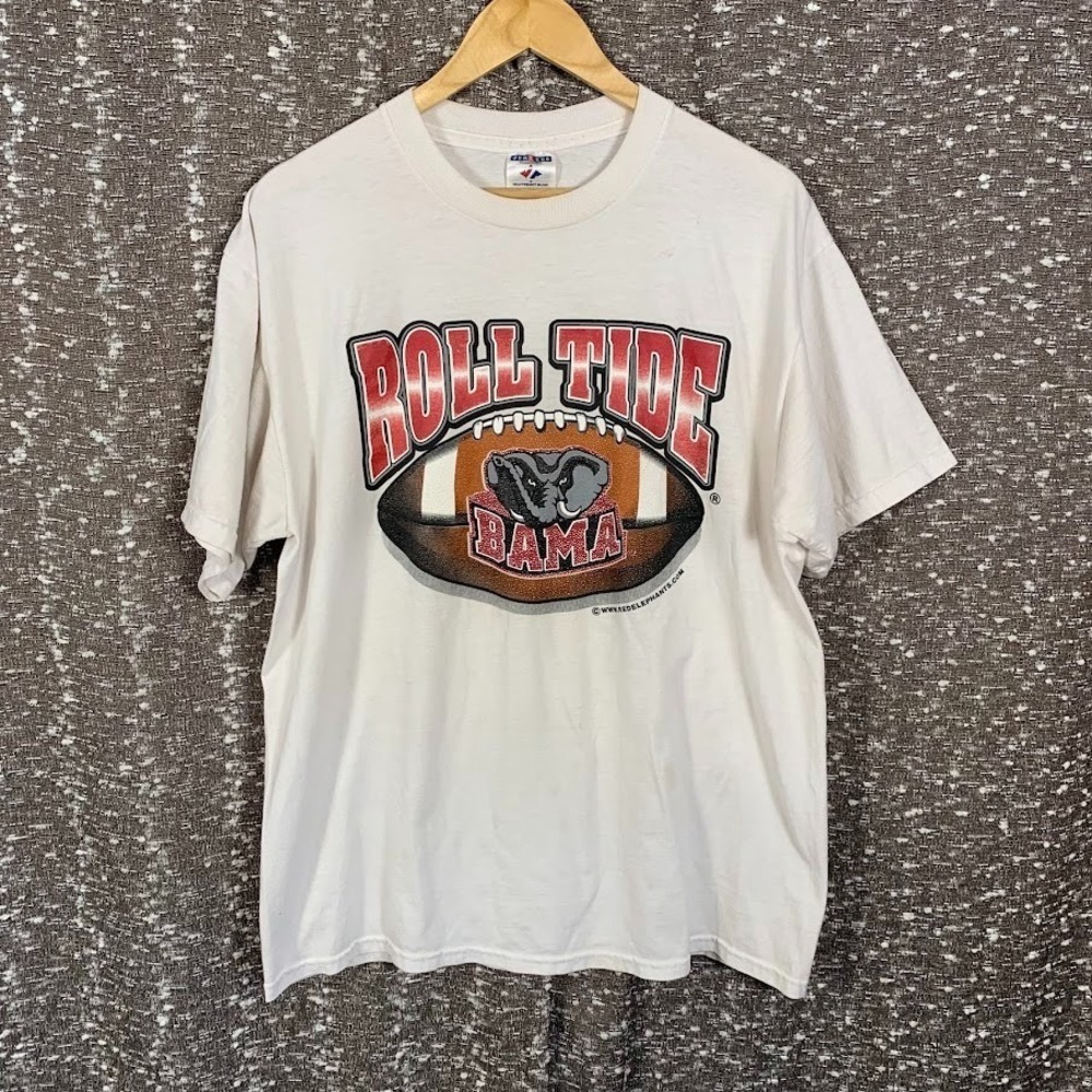 University of Alabama Roll Tide White T-Shirt Graphic Print Jerzees Size XL